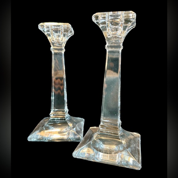 Heisey Glass Crystal Candle Sticks, Holders “Aristocratic Clear” 1909-1930s (2) - Picture 1 of 9